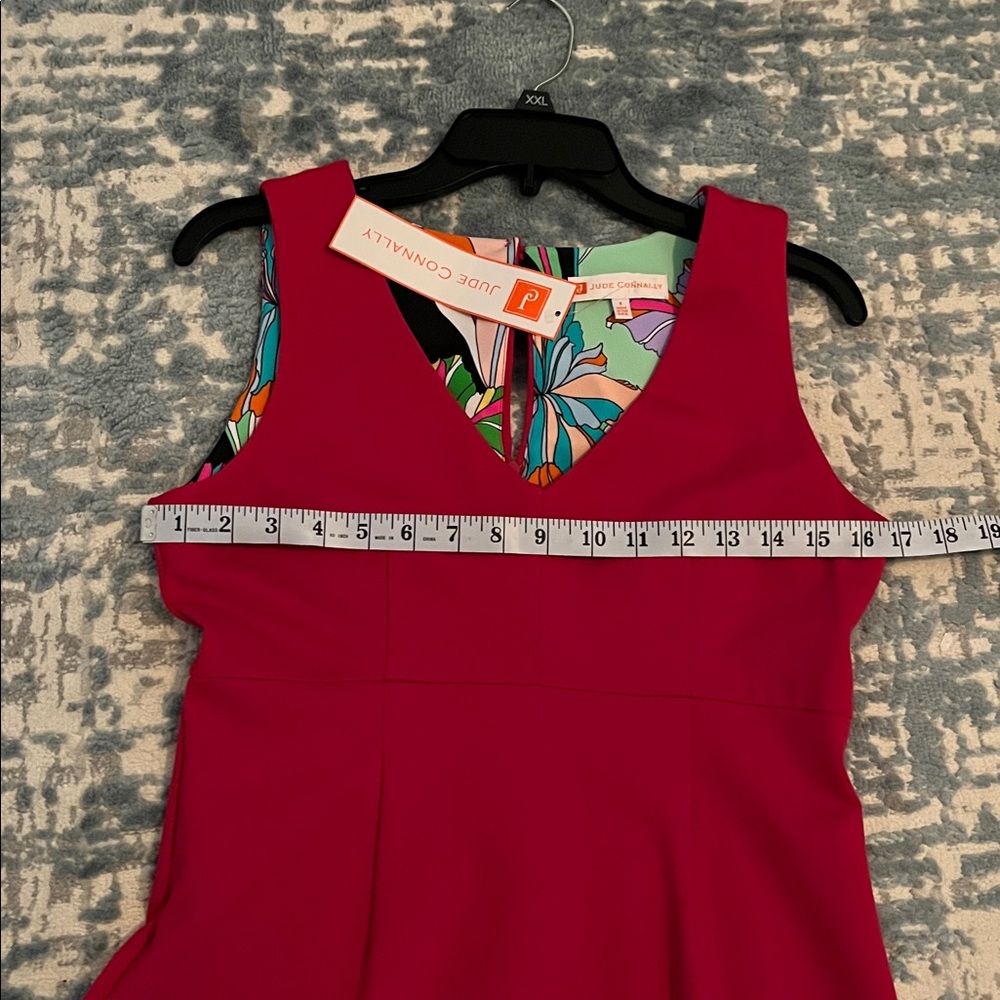 NWT Jude Connally Dark Fuchsia Naomi Ponte Sleeveless V-neck Sheath Dress sz S - Picture 12 of 13